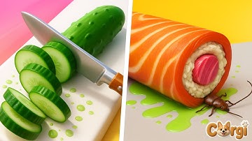 Perfect Slices VS Sushi Roll 3D - All Levels Satisfying Walkthrough Gameplay