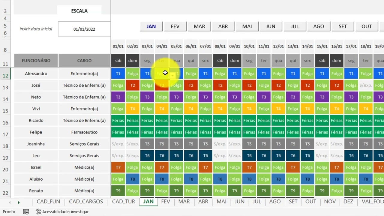 Planilha De Escala De Trabalho Em Excel