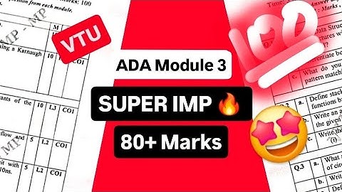 ADA MODULE 3 SUPER IMPORTANT💯🤩| BCS401 MODEL PAPER SOLUTIONS + PASS PACKAGE | VTU 4th SEM CSE #vtu