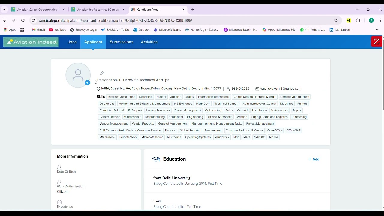How to Update Your Profile on Aviation Indeed's Portal