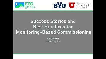 APPA WEBINAR: Success Stories and Best Practices for Monitoring-Based Commissioning