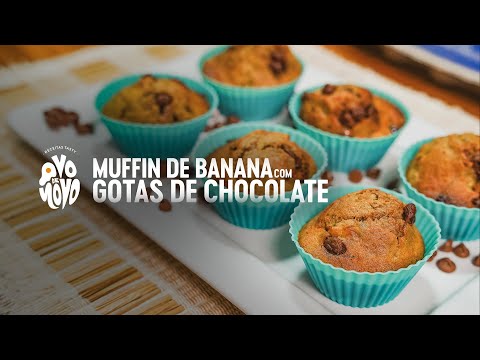 Muffin de banana com gotas de chocolate | Receita fácil