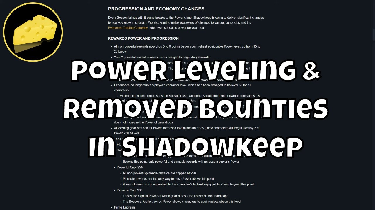 Power Leveling and Removed Bounties In Shadowkeep