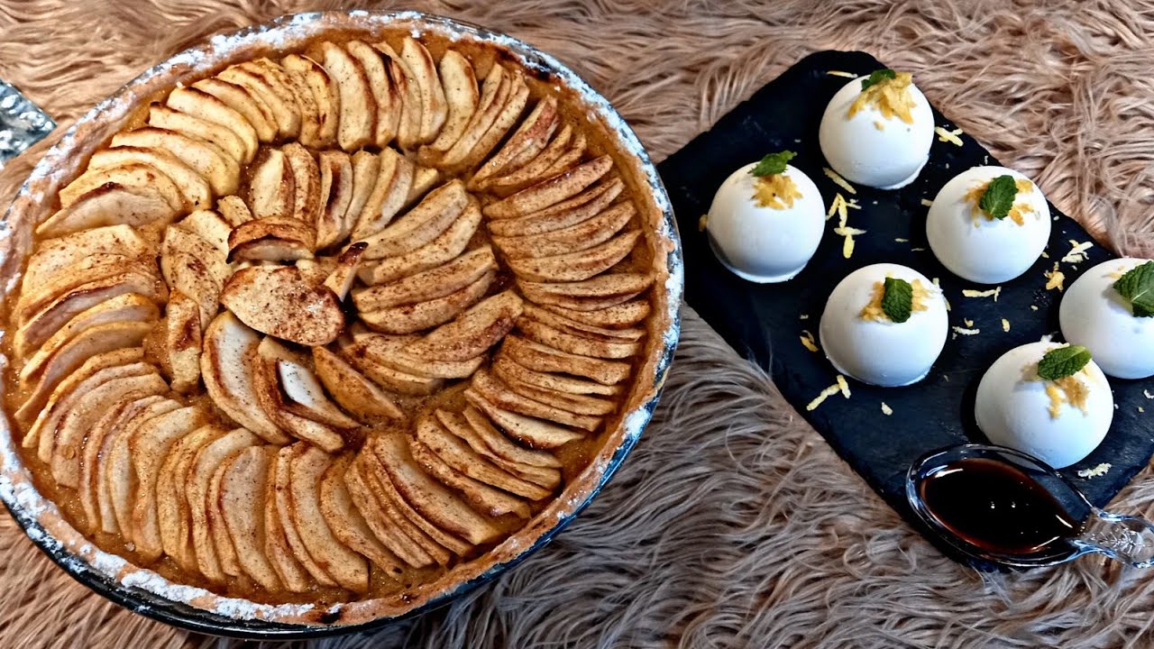 تحضير أحلى و ألذ طورطة بالتفاح🍏 بدون بيض- مثلجات بنكهة الحامض🍋/la tarte aux pommes