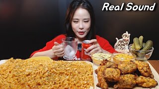 [Sub]/ [ Carbonara spicy chicken noodle ] [ boneless chicken ]  /Mukbang eating show yummy