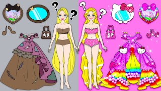 OMG! Costumes Dress Up Rainbow &amp; Poor Rapunzel - Barbie&#39;s New Home &amp; Crafts | Woa Doll Stories