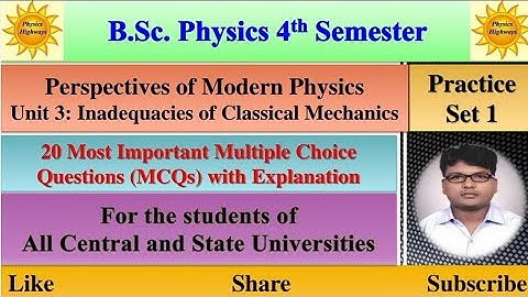 BSc Physics 4th sem|| Perspectives of Quantum Mechanics|| Unit 3|| MCQs|| Practice Set 1|| #bsc #mcq