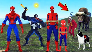 TEAM SPIDER-MAN VS Bad Guy Joker Venom - Challenge Rescue Baby Spiderman from the Joker vs buffalo