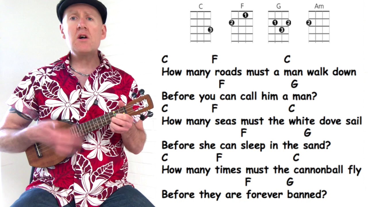 How to Play 'Blowin In The WInd' (Bob Dylan) on Ukulele YouTube