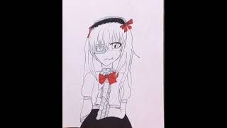 رسم بنت انمي_رسم ورقي