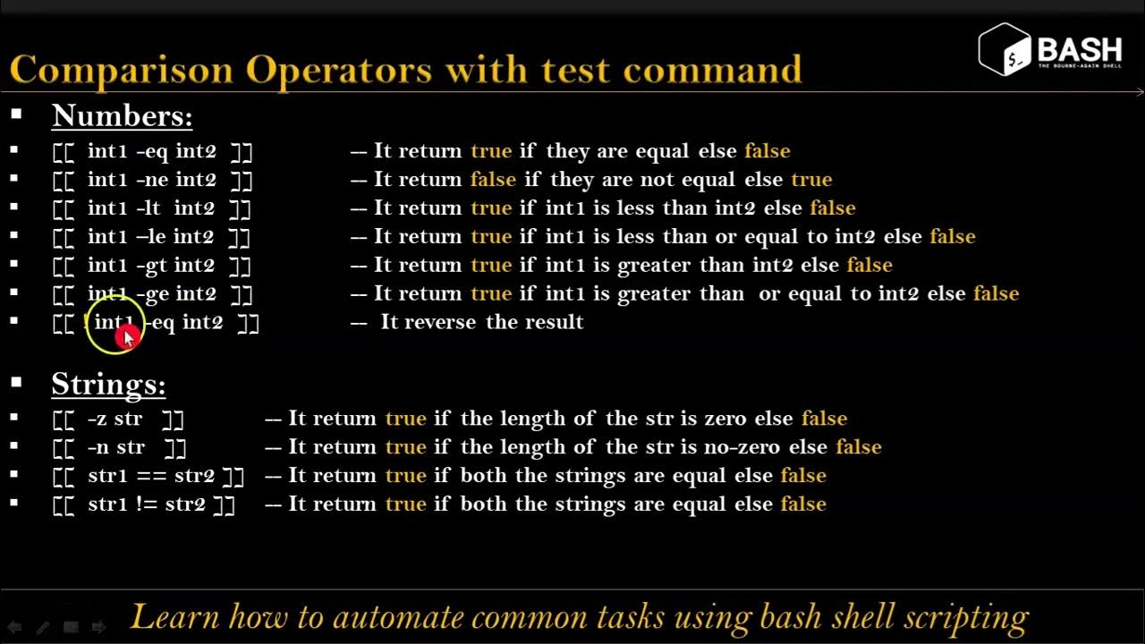 test command with Comparision and file test Operators - YouTube