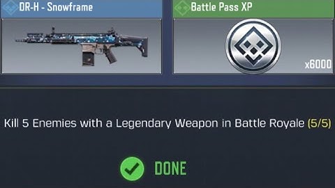 Call Of Duty Mobile Kill 5 Enemies with a Legendary Weapon in Battle Royale Task Complete
