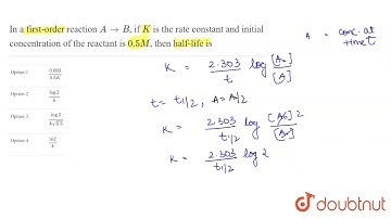 In a first-order reaction `A rarr B`, if `K` is the rate constant and initial concentration of the
