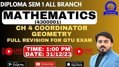 CH 4 COORDINATOR GEOMETRY SEM 1 MATHEMATICS  || FULL REVISION || PART 1 ||  GTU EXAM #GTU