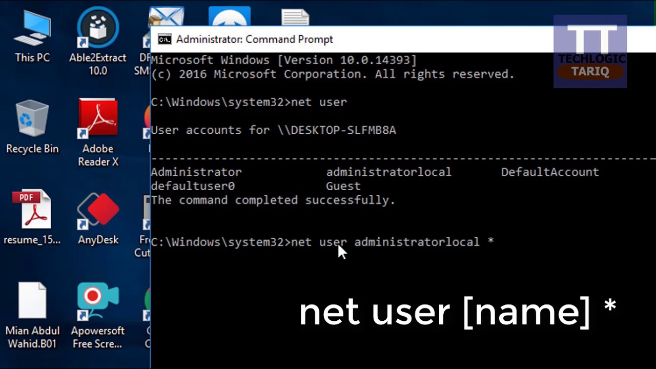 How to Change a Computer Password Using Command Prompt Techlogic tariq ...