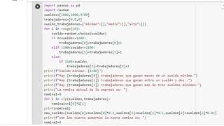 20 empleados y sus sueldos en Python