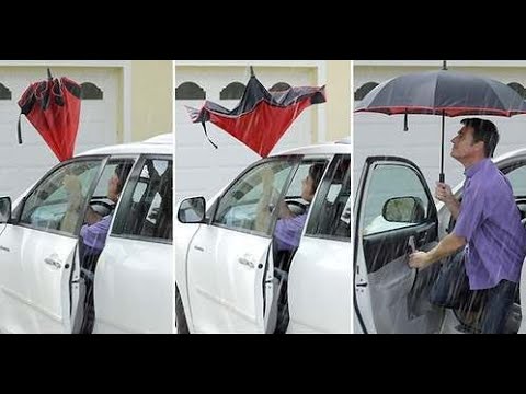 Windproof Inverted Umbrella - Honest Review IN THE RAIN!