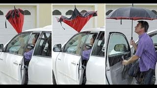 Windproof Inverted Umbrella - Honest Review IN THE RAIN!