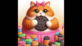 CAT CAN'T STOP EATING OREO BISCUIT LOVE OREO 😸🙀😿🐜🍪🌊#cat #kitten #ai #cats #catvideos