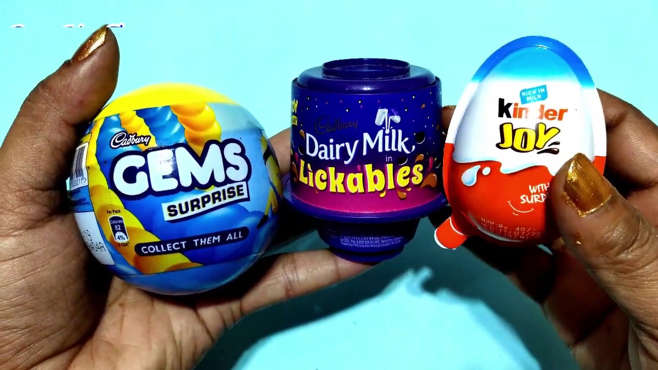 Dairy Milk Lickables vs kinder joy vs Gems Surprise YouTube
