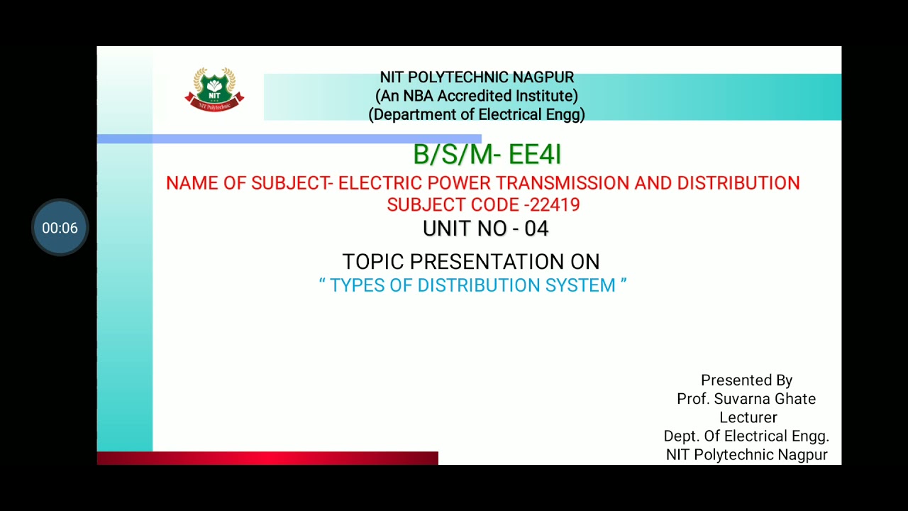 Video 18 EPT 22419 Unit 4 Types Of Distribution System YouTube