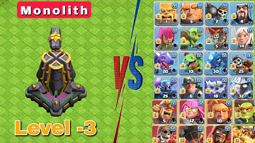 Max Monolith Level -3 Vs All Max Troops | Clash of clans.
