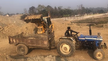 JCB Backhoe 3DX Machine Loading Soil In Sonalika Tractor Video Ep12
