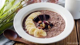 【チョコバナナオーバーナイトオーツ】オートミールを一晩つけて。朝食におすすめ♪