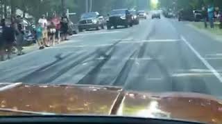 Doing a Lewiston Michigan burnout in our 66 Chevy panel truck