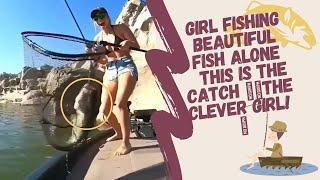 Girl fishing beautiful fish alone  This is the catch ?? #shorts