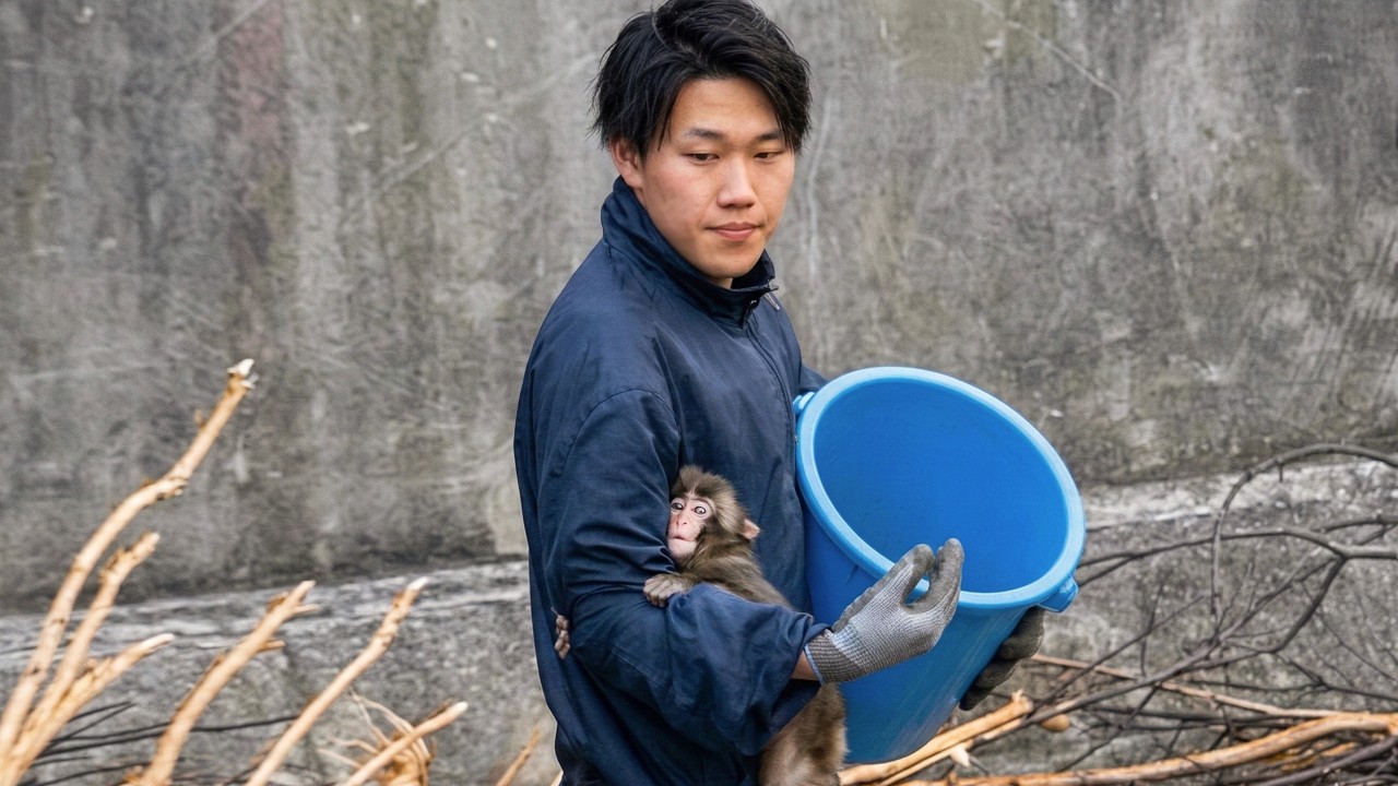 Baby Monkey Punch Clings to His Favorite Keeper