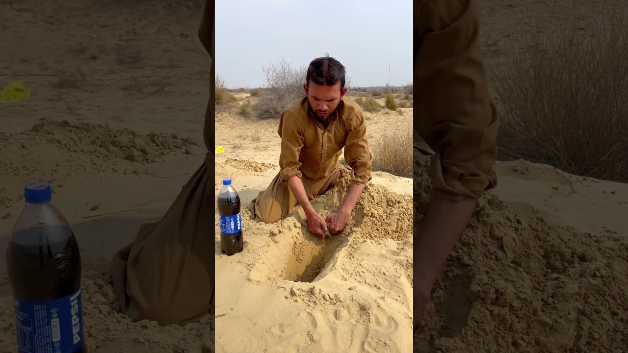 Hiding drink in sand desert 🏜️ 