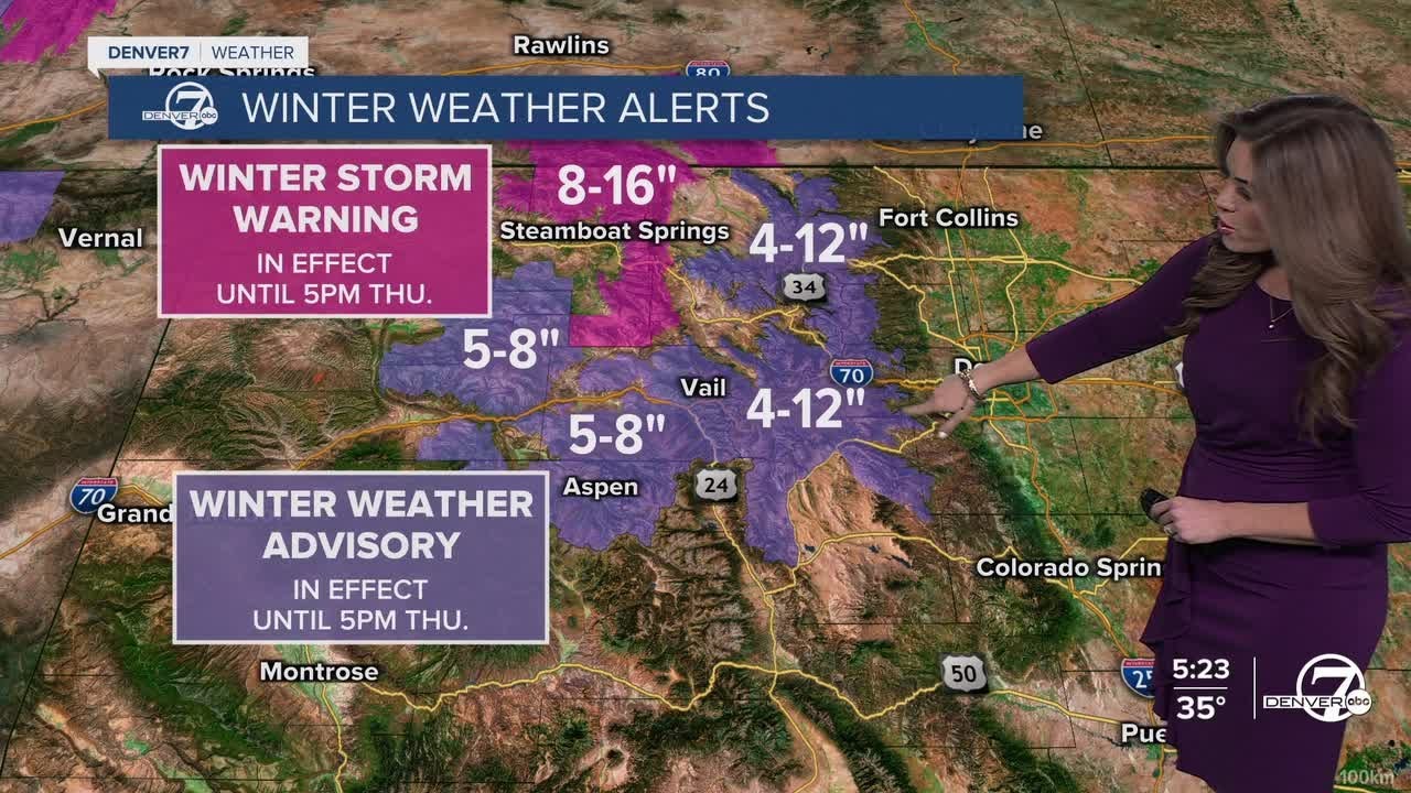 Heavy mountain snow overnight; few flurries in Denver metro - YouTube