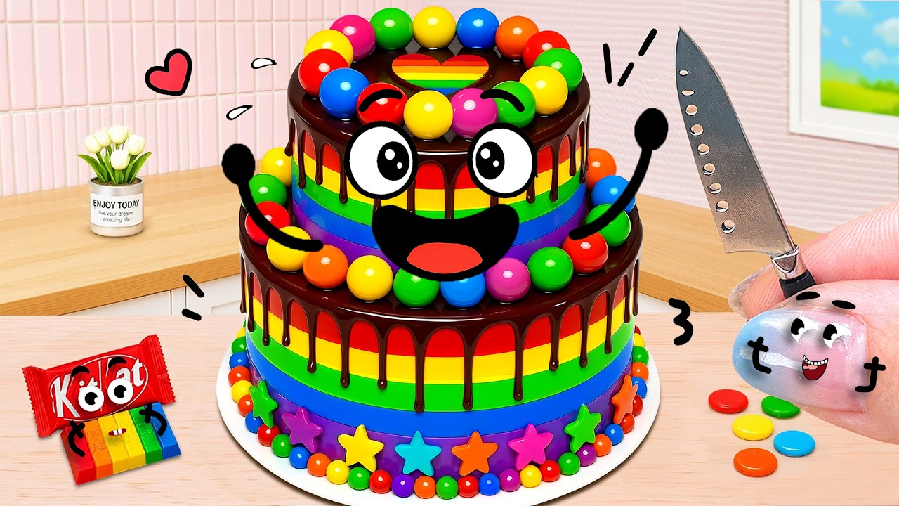 ✨ Super Cute Sweet Rainbow Fondant Cake 🍰 So Colorful & Adorable!🍭 Satisfying Doodle Style