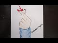 How to draw a tumblr korean heart   a girl hand holding love icon pencil drawing