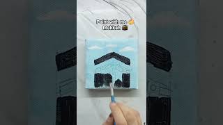 Cutest Mini Easy Makkah painting for beginners with Gold leaf #art #shorts #artshorts