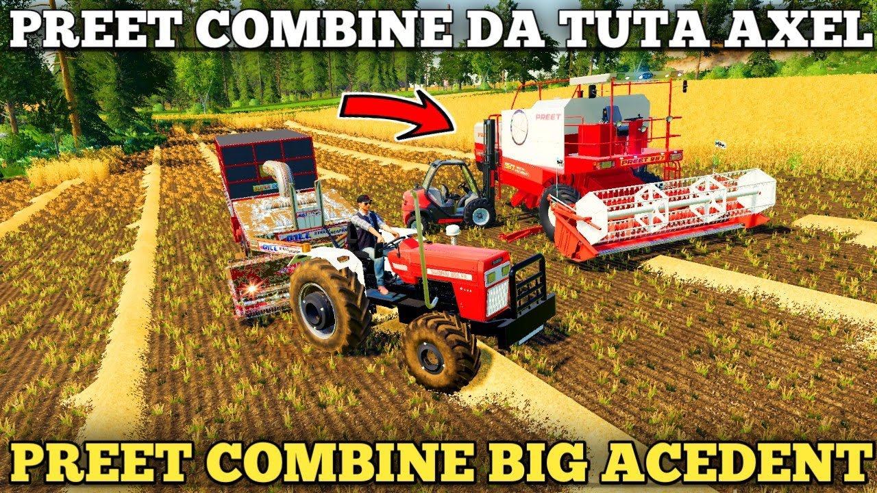 FS 19 Indian mod challenge Preet combine da back axel tot gya Preet Combine damage back axel Hindi
