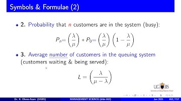 13a Queuing Model essence, arival & service rate, 8 formulae