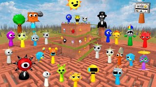 Incredibox SPRUNKI RUMI HAMOOD HABIBI.EXE FAMILY IN MAZE  and CAR EATER in Garry's mod Big maze