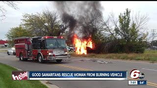 Two teens rescue woman from burning vehicle in Columbus