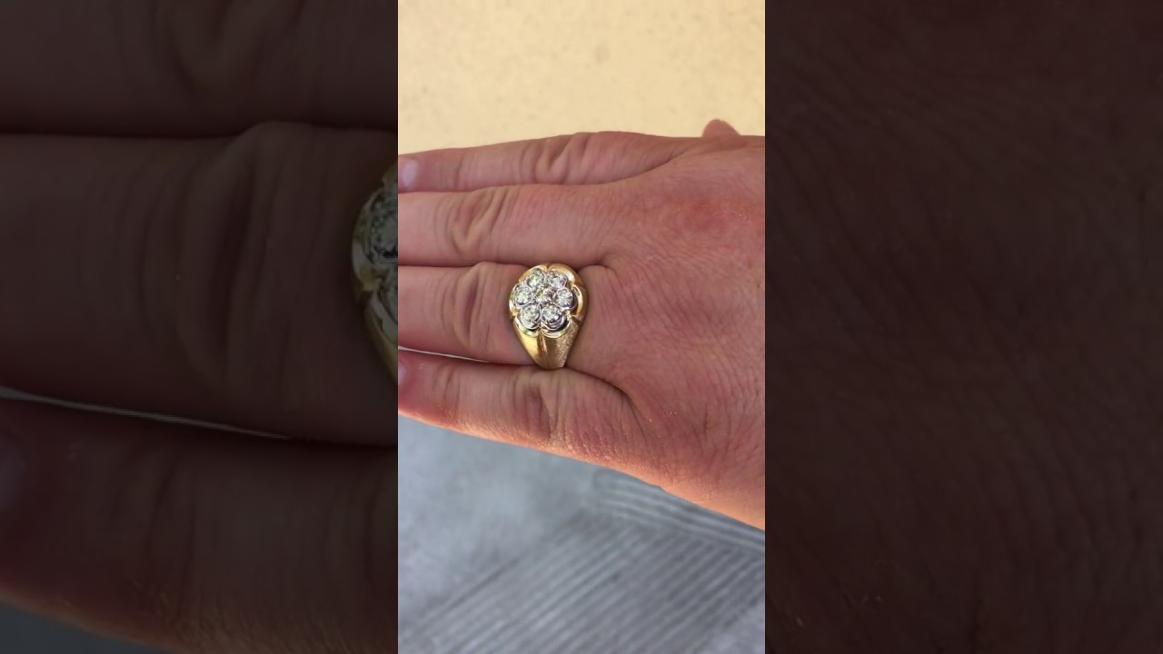 Men's Gypsy Style Diamond Cluster Ring, circa 1970s - 1ctw - flashy!