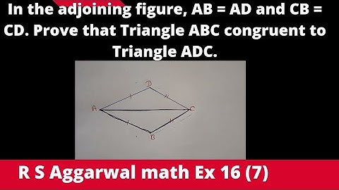 In the adjoining figure,  AB = AD and CB = CD. Prove that Triangle ABC congruent to Triangle ADC.