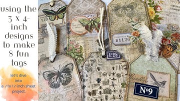 How to turn wasted 12" x 12 " pages into 8 super fast amazing Junk Journal Tags