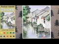 House on water - Landscape Watercolor (sketch & color mixing, Arches)NAMIL ART