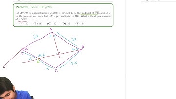 2022 AMC 10B #20 by Clever Similar Triangles and Angle Chasing