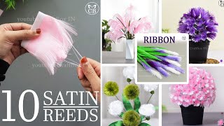 DIY Satin Ribbon reeds flowers | 10 best reeds flowers | ribbon crafts | Ribbon decoration ideas screenshot 5