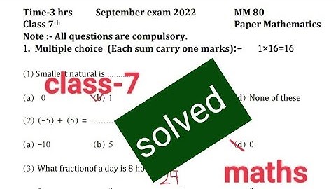 Class-7 (Maths) Sample Paper September 2022#pseb #september2022 #solved