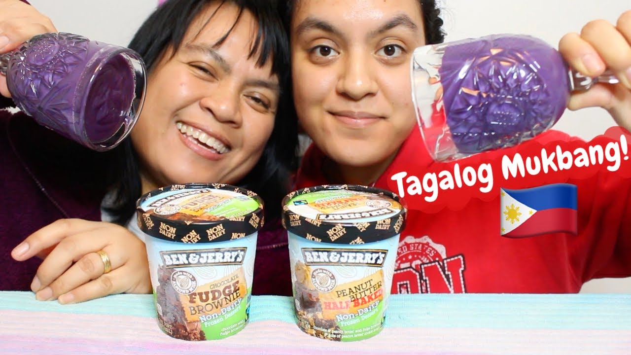 Eating Ube Halaya Purple Yam And Ice Cream Tagalog MUKBANG