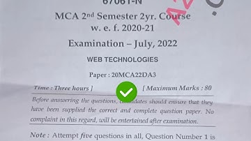 Mdu MCA 2nd Sem WT Question Paper 2022