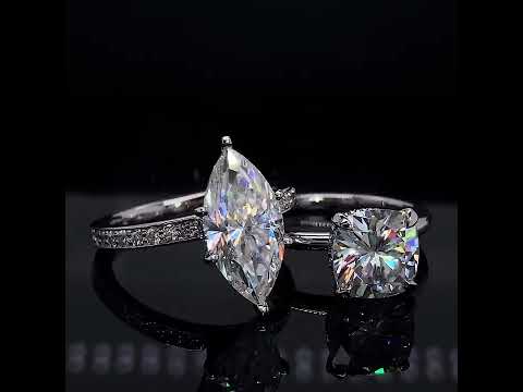 Diamond Collar 4-Prong Cushion Lab Grown Diamond Engagement Ring ring video